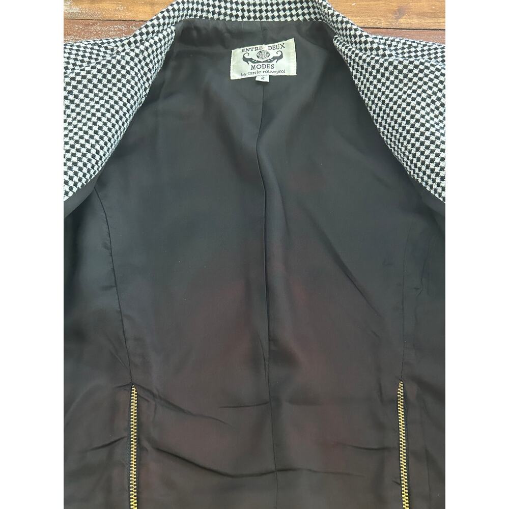 Vintage Black and White Entre Deux Modes by Carrie Rouveyrol Blazer Size 2 - Picture 6 of 9
